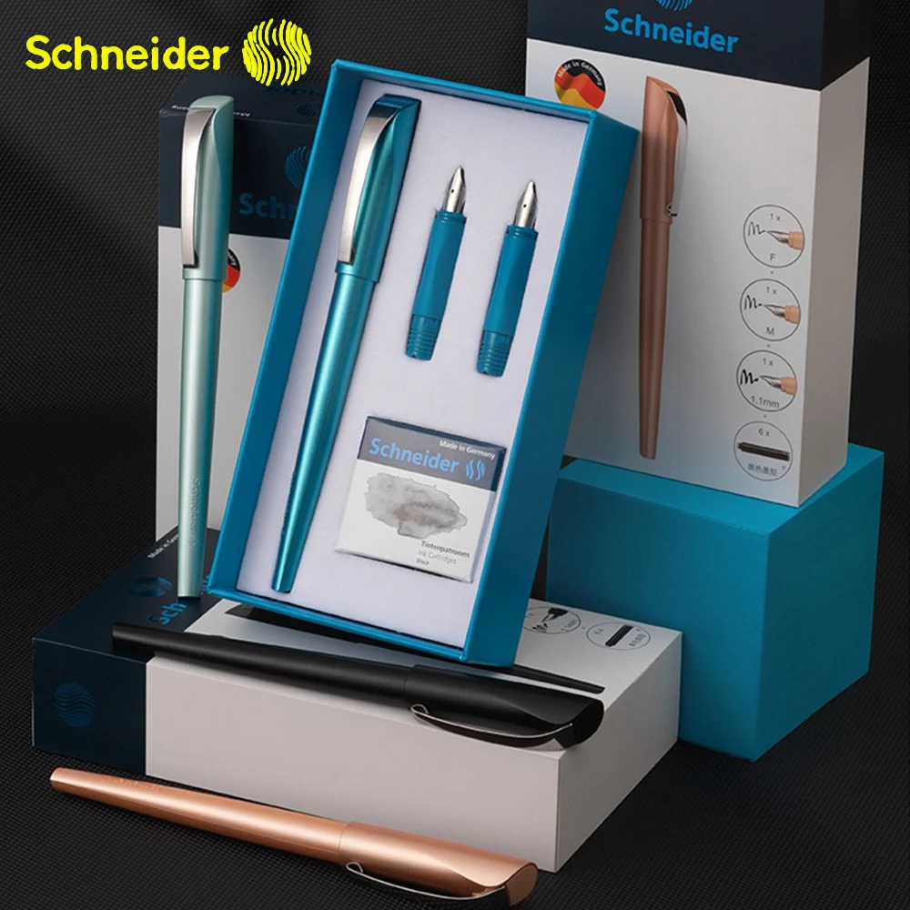 

1 комплект перьевой ручки Schneider Callissima F/M/1,1 мм, мягкая ручка для ручки, подарочная коробка, упаковка, красивые канцелярские принадлежности, подарочная ручка