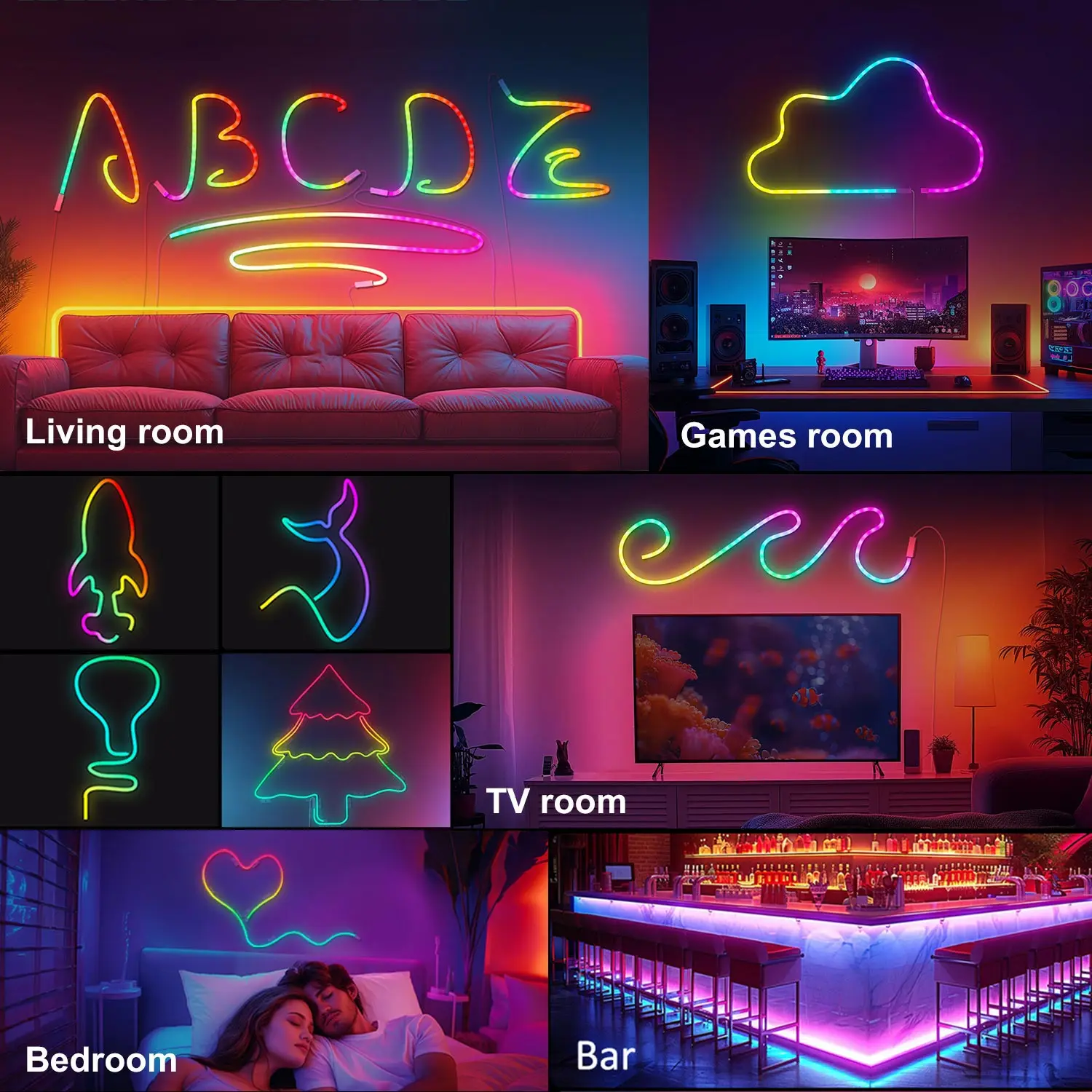 MeRGBW LED Strip Lights 5V USB Neon Rope Lights With Music Sync DIY Smart Neon Led Light for Room Game Decoration Flexible Light