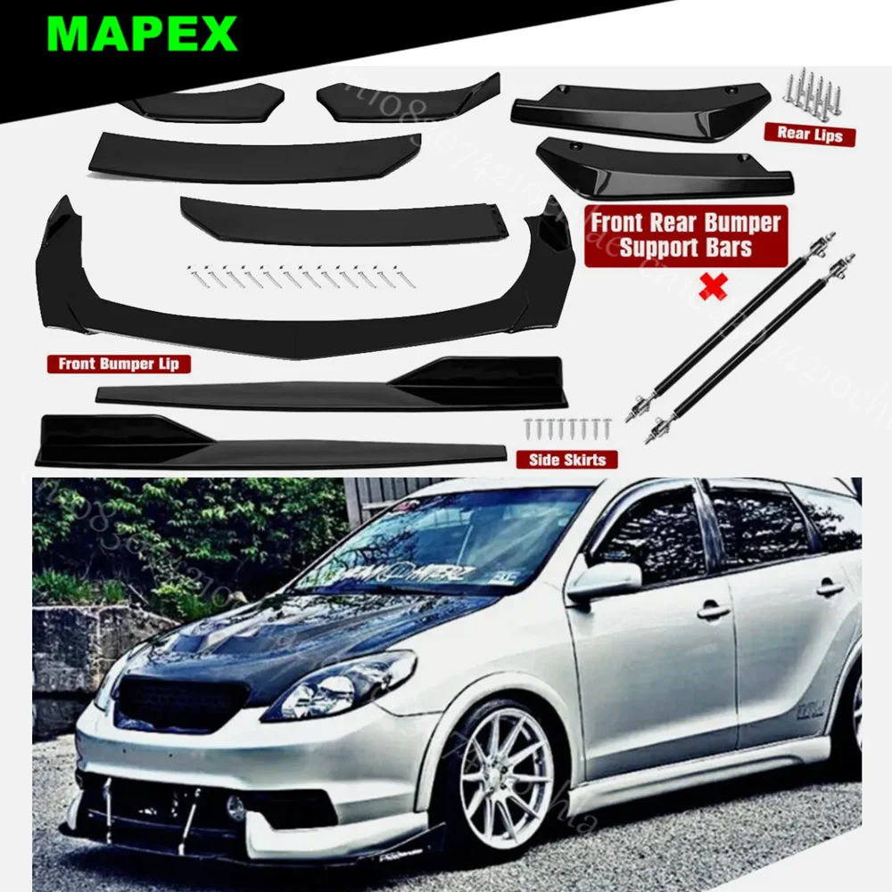 

For Toyota Matrix Front Rear Bumper Lip Spoiler Splitter Body Kit Side-Skirt Glossy Black