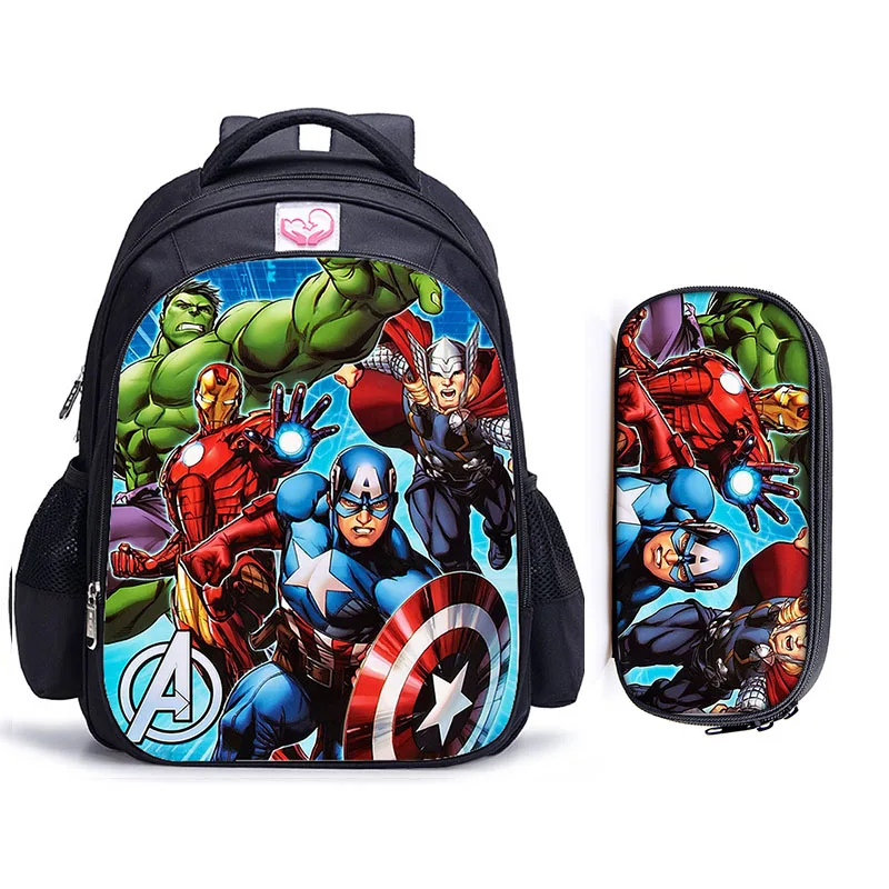 16 Inch Captain America Iron Man Hulk Backpack Boys Girs School Shoulder Bag Student Children School Bags Rucksack Mochila