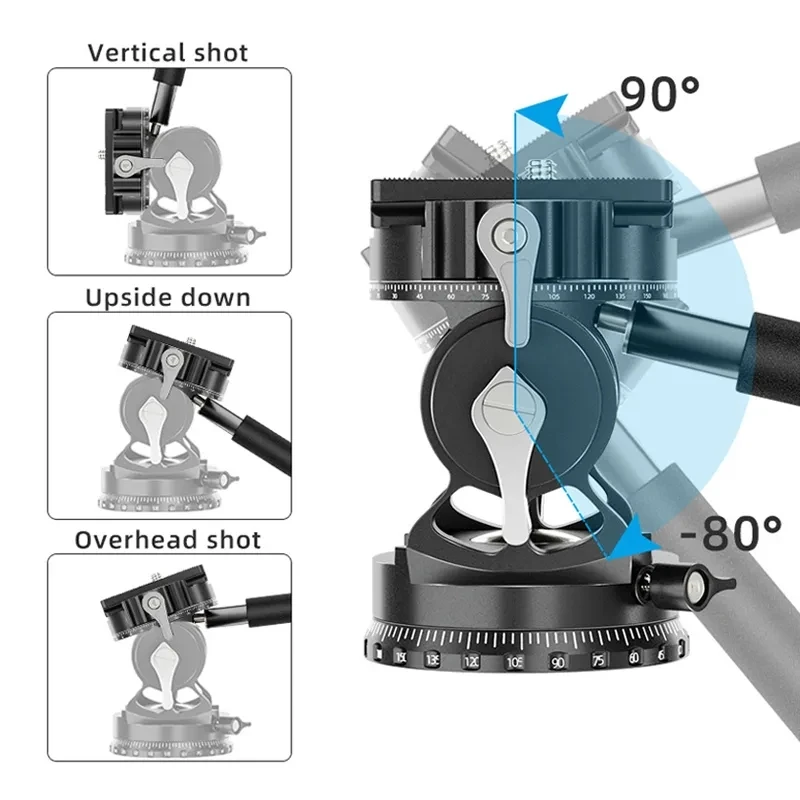 BEXIN Camera Panoramic Hydraulic Head Adjustable Base Tripod Head for DSLR Camera Telephoto Lens Shooting Photography Head