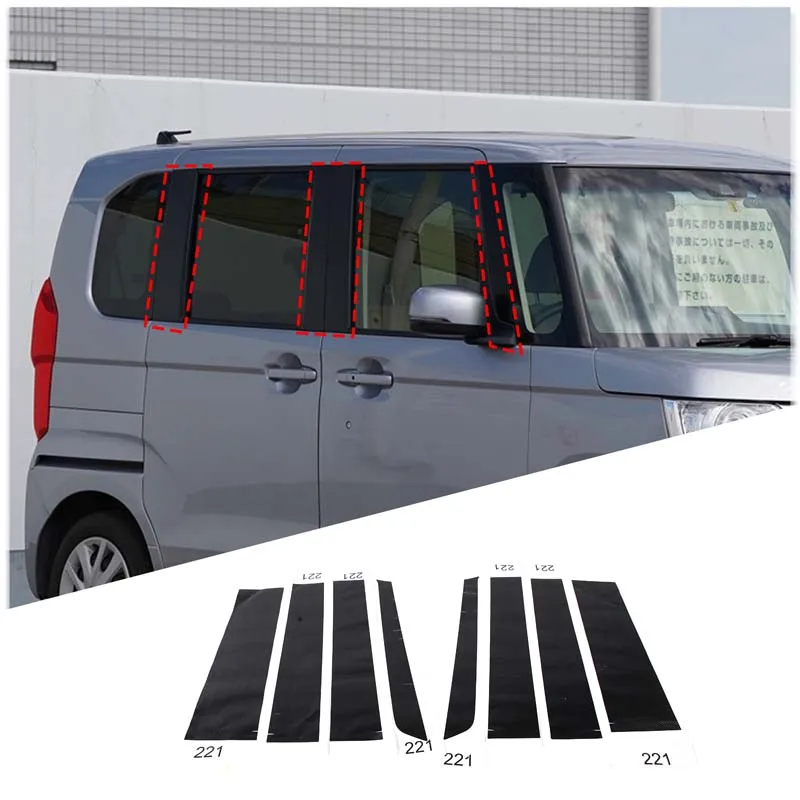 For Honda N-BOX 2017-2021 PVC Polyvinyl Chloride Carbon Fiber Style Car Center Pillar A Pillar B Pillar Decorative Sticker