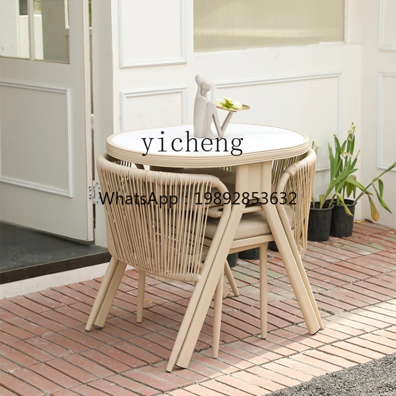 A2-4 Balcony Small Table and Chair Storage Rattan Chair Three-Piece Garden Outdoor Desk-Chair