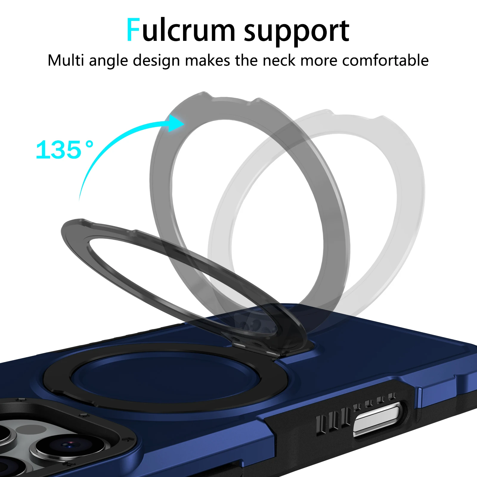 Luxuriöse Panzerhülle für iPhone 17 16 15 14 13 12 11 Pro X XS XR Max 8 Plus mit Ringhalter, Schiebeobjektivständer und stoßfester Handyhülle – Detail 8