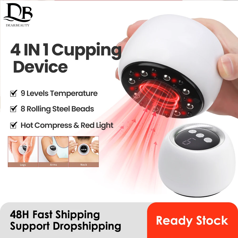 

Electric Vacuum Cupping Massager Anti-Cellulite Suction Cups Red Light Heating Guasha Fat Burning Skin Scraping Body Slimming