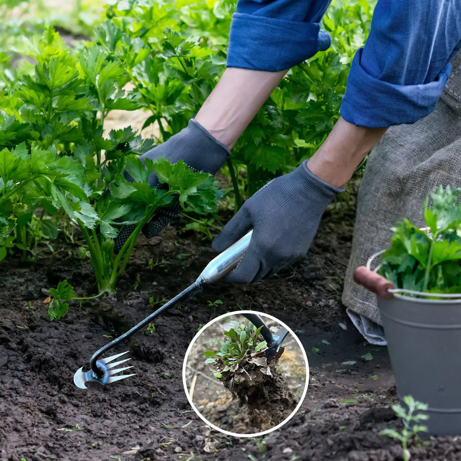 

Weeding Uprooting Weeding Tool, Premium Manganese Steel Forged Puller 4 Teeth Purpose Weeder, High Strength Hand Good Weed