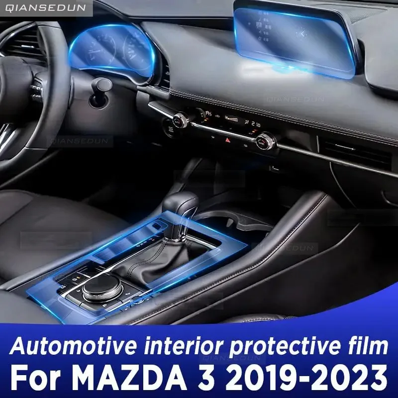 For Mazda 3 2019-2023 Car Interior Film Dashboard piano board Shift center console Anti-scratch transparent TPU PPF Film