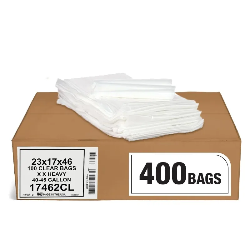 40-45 Gallon 2 MIL Thick Clear Heavy Duty Trash Bags - 40