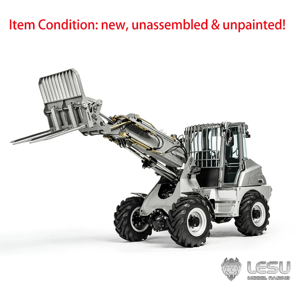 In Stock LESU Aoue AT1050 RC Loader 1/14 Scale Hydraulic Metal Model Machine W/ Telescopic Arm Fork ST8 Remote Control Car Toy