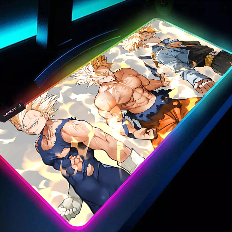 Gaming Mauspad Computer Anime Dragon Balls Schreibtisch Matte LED Tisch Tastatur Pad RGB Laptop Gummi Rutschfeste Rückseite Mousepad Kissen
