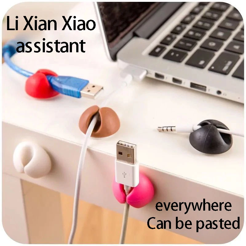 Picture 3: Desktop cable management with data cable holder, storage buckle, headphone charging cable, bedside cable holder