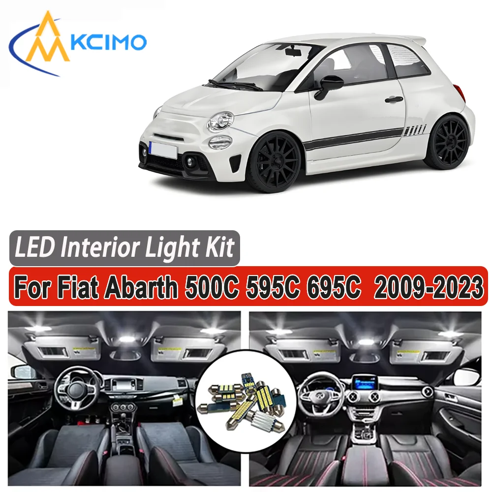 

Kcimo LED For Fiat Abarth 500C 595C 695C (2009-2023) Premium Bright LED Interior Dome Map Trunk Light Kit Car Led Lamps Canbus