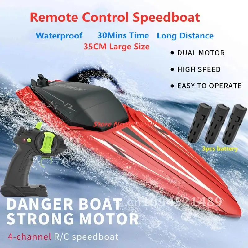 35CM Large RC Racing Boat Radio Control SpeedBoat 30Mins Driving RC Ship Boat Waterproof Toy Summer Water Boy Kid Gifts RC Toys