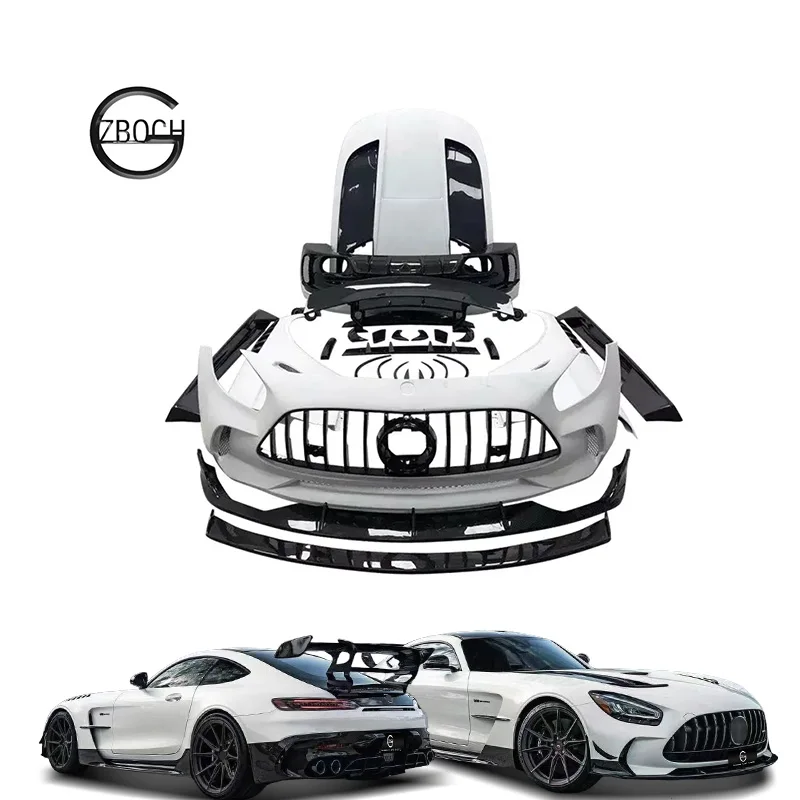 Black Series bodykit For Mercedes-Benz GTS AMG GT Black Series Body Kit Car Bumpers Half Carbon fiber kit front lip engine hood