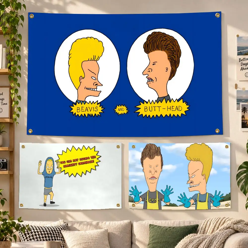 Cartoon Beavis And Butt-Head MTV Comedy Flags Personalized Banner Flag Room Dorm Camping Picnic Garage Bar Outdoor Wall Decor