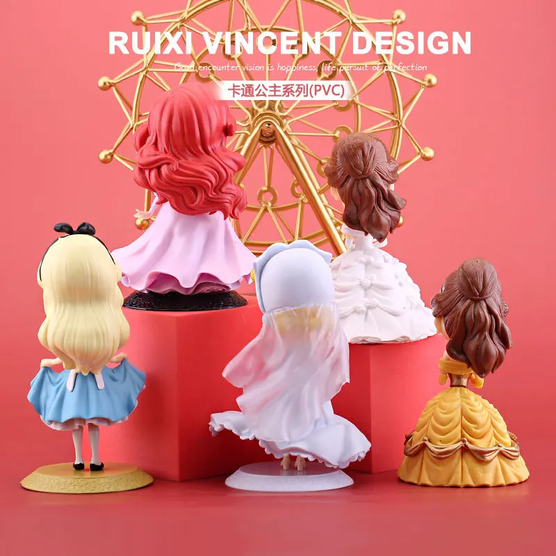 Disney Princess Figure Toy Belle Ariel Snow White Wedding Dress Cinderella Fairy Rapunzel Doll Decoration Children Birthday Gift