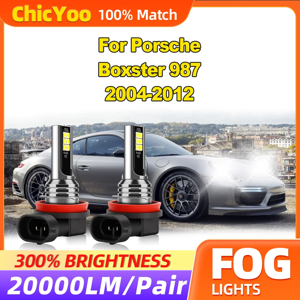 60W CSP Chips LED  Fog Lamps 20000LM Fog Lights 6000K White 12V For Porsche Boxster 987 2004-2006 2007 2008 2009 2010 2011 2012