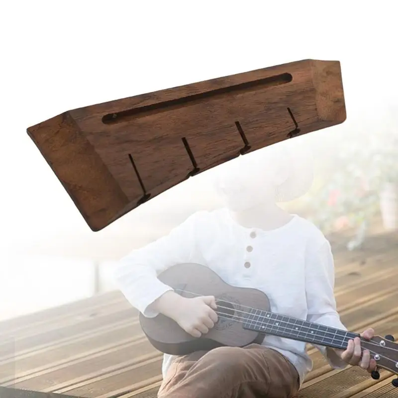 Premium Curved Ukulele Bridge Smooth Vintage Guitar Bridge Replacement for 4 String Instruments