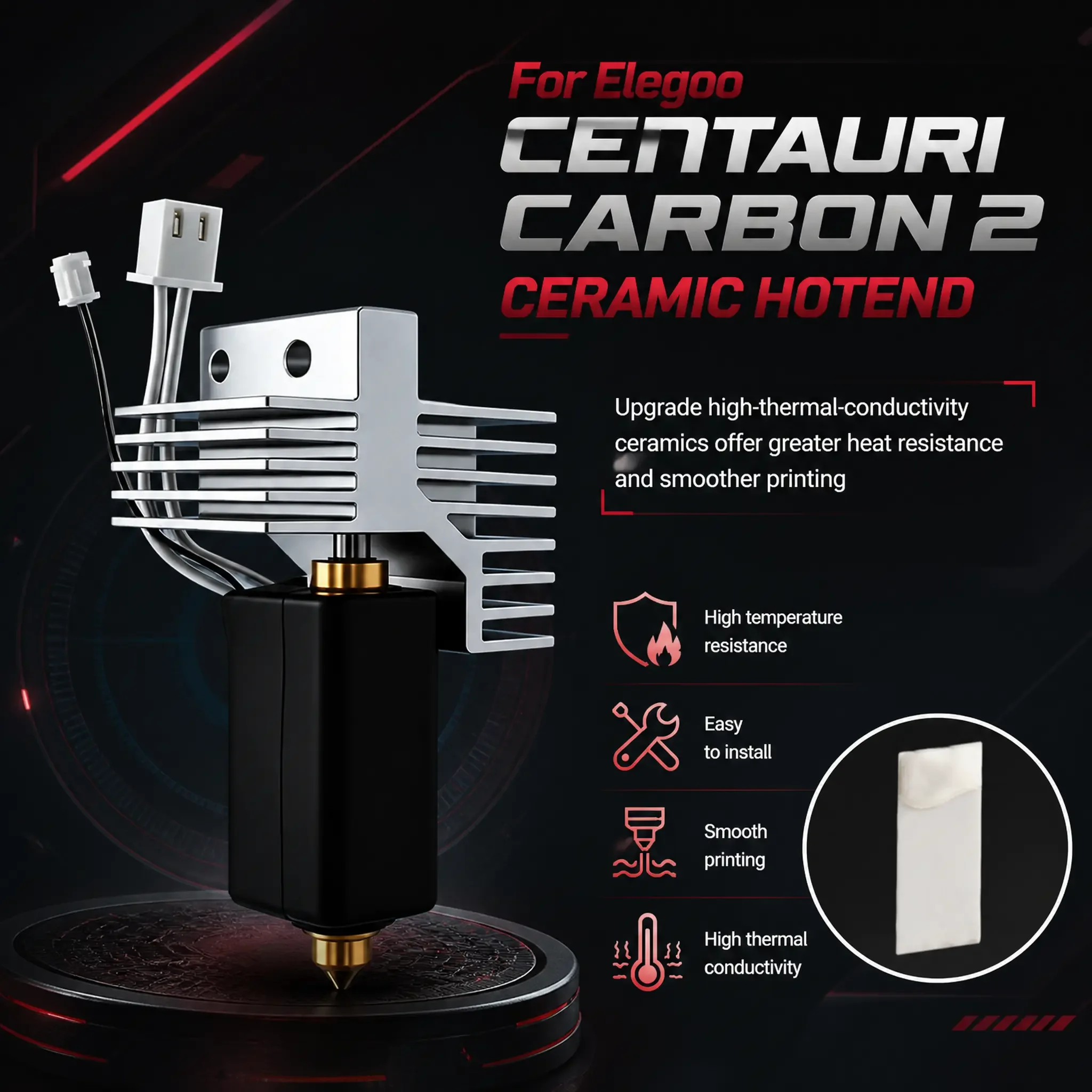 Für Centauri Carbon 2 3D-Drucker Hotend, Upgrade-Kit für Centauri Carbon 2, gehärtete Stahldüse, Keramikheizung für CC2 – Detail 5