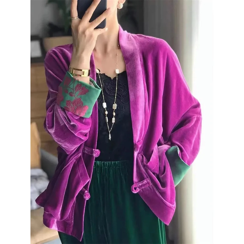 

Coat Women's Jackets Autumn Winter Chinese Retro National Style Coat Advanced Sense Embroidery Tang Suit Coat 2024 Woman Jackets