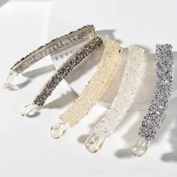 Rhinestone Plastic Banana Hair Clips Crystal Pearl Ponytail Clip Simple Barrette Ponytail Holer Claw Grip Clamp Hair Accessories