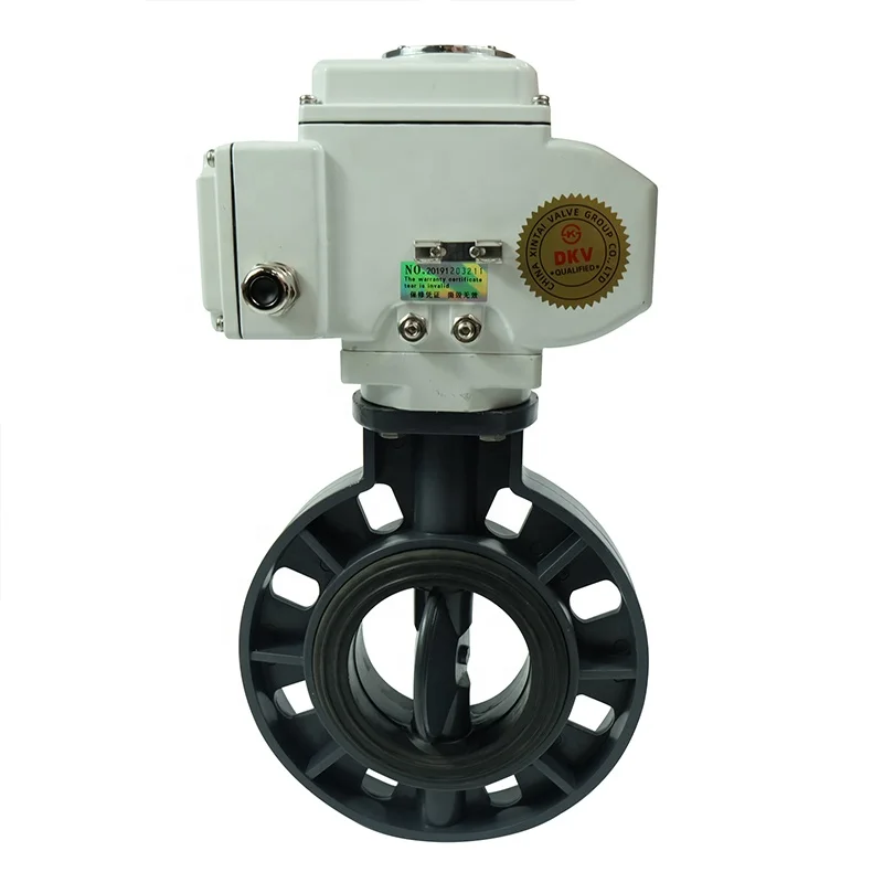 DKV Electric Butterfly Valve 220V DN50 Electrical Actuator PVC/UPVC/CPVC Butterfly Valve Motorized Wafer Butterfly Valve