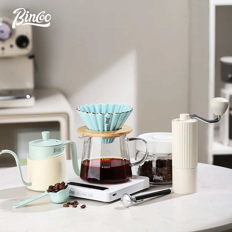 Bincoo hand brewed coffee pot set, filter cup, ceramic drip filter sharing pot set, coffee filter cup utensil, grinder