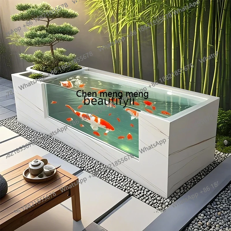 

Slate Floor Fish Pond Double Layer Thickened Glass Landscape Outdoor Balcony Fish and Turtle Breeding Courtyard H