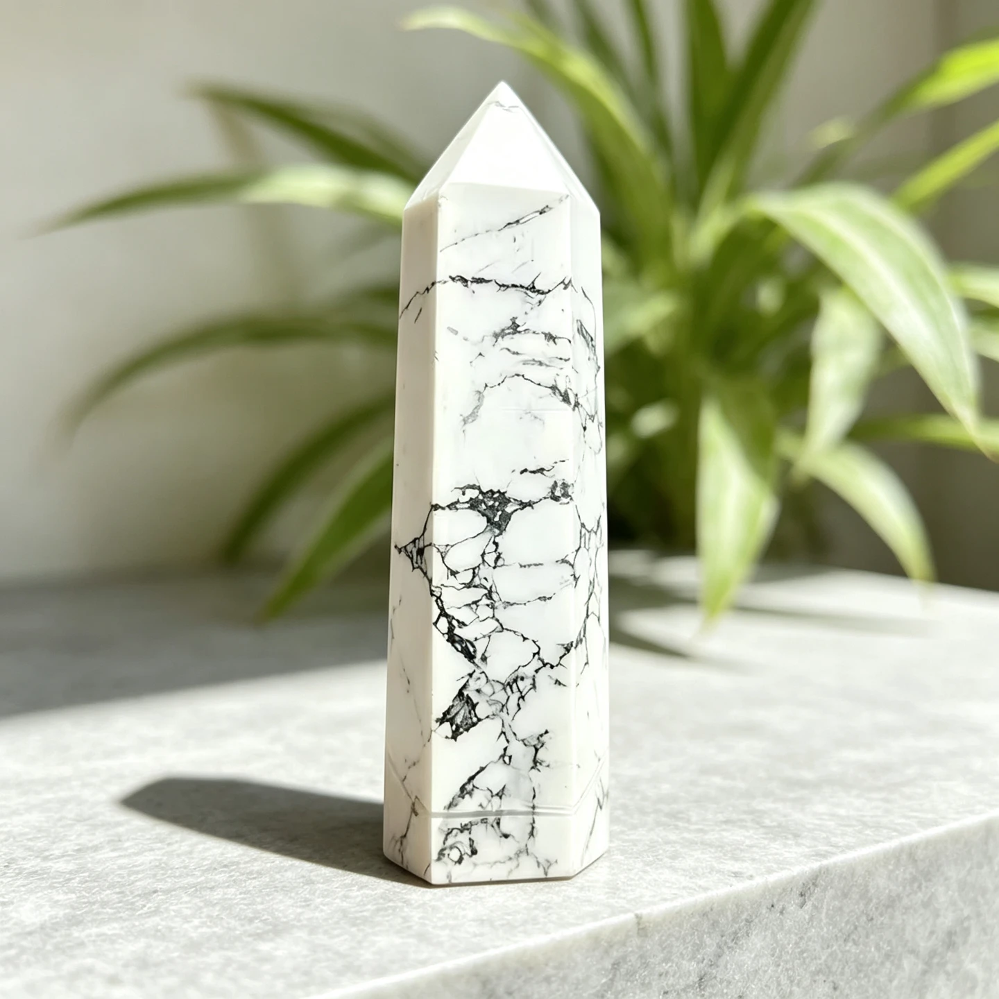 1pc Natural White Turquoise Crystal Column, Natural White and Gray Unique Mineral Patterns, Approx. 5.91-6.69 in