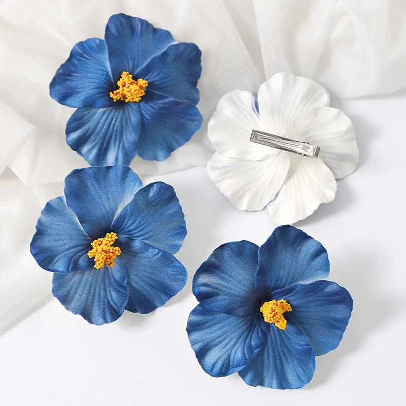 5/10 Stück 9,5 cm Böhmen Blumen Haarspangen Hawaii Braut Blumen Haarspangen Haarnadeln Haarspange für Strandparty Hochzeit Haardekoration – Detail 13