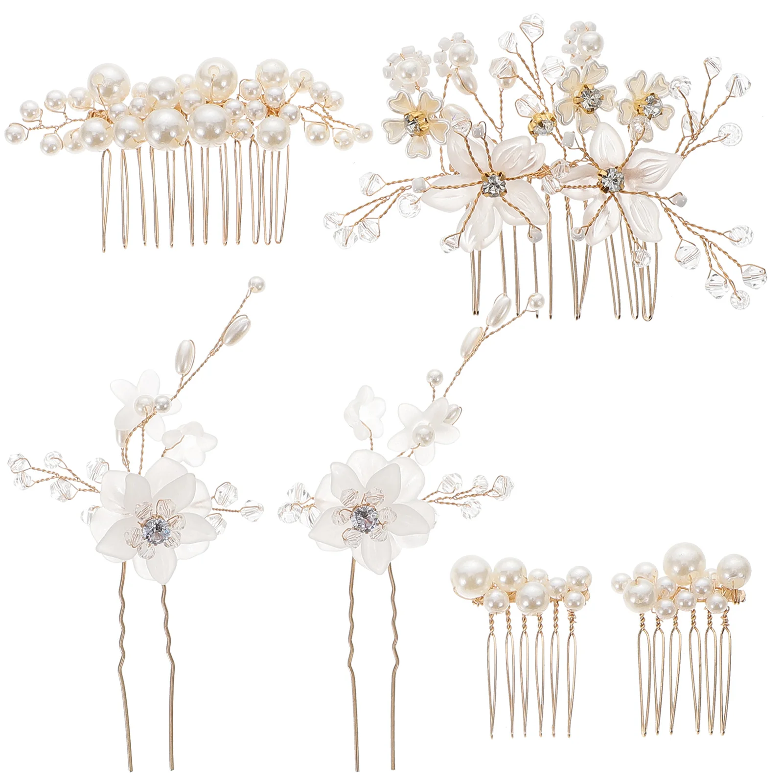 

6 Pcs Flower Hair Accessories Elegant Wedding Hairpins Combs Wedding Hair Accessories For Women Hairstyle Decorations Bride