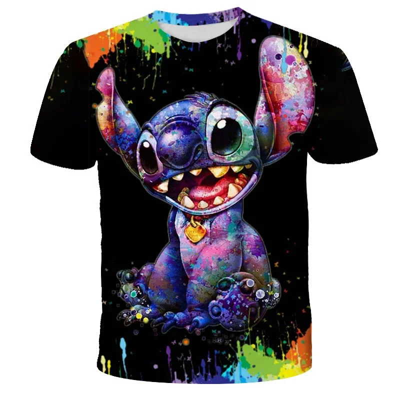 Stitch T-Shirts Disney Cartoon Anime Colorful 3D Print Streetwear Men Women Fashion Oversized T Shirt Kids Boys Girls Tees Tops