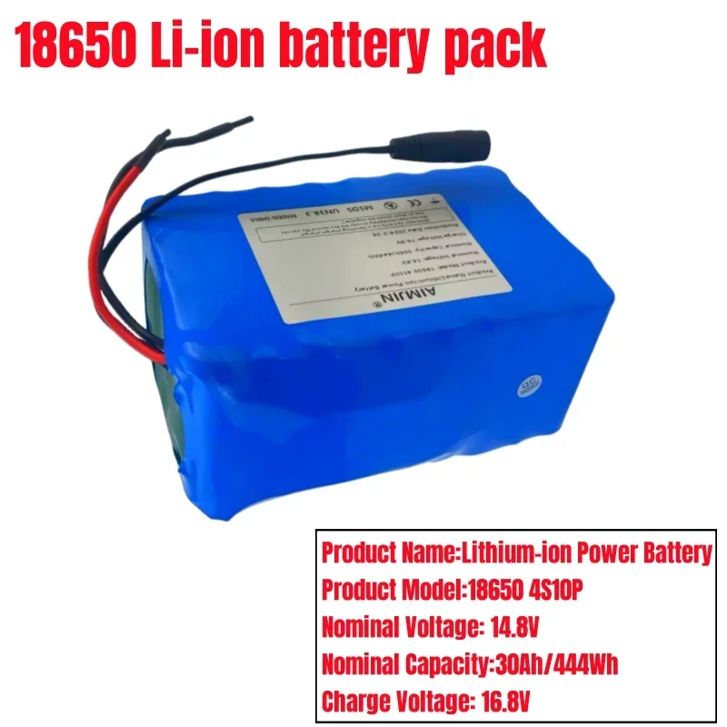 4S10P 18650 بطارية ليثيوم أيون 14.8 فولت 30 أمبير 444 وات في الساعة مع BMS لمعدات الروبوت الذكية العاكس