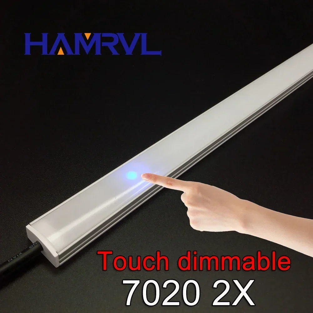 2pcs 7020  Kitchen Dimmable Lamp 30cm 50cm Under Cabinet Strip Light Touch Switch Control Led Bar Rigid Home DC 12V Wardrobe