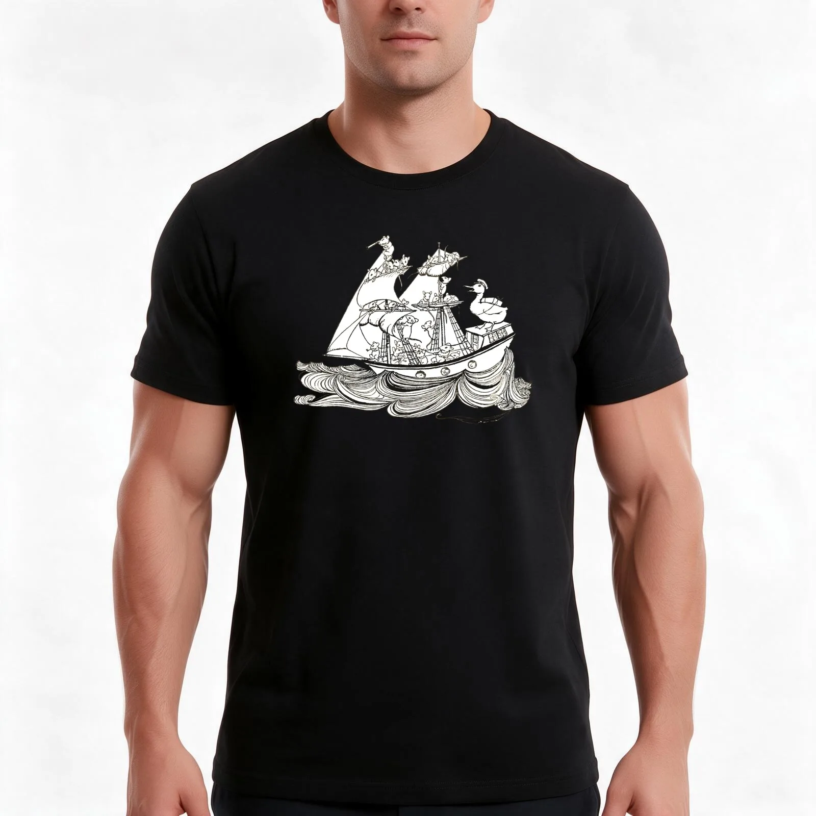 Arthur Rackham- Nursery Rhymes- I saw a ship a-sailing T-Shirt Summer Casual Cotton Tee Oversized Streetwear Tops 100% Cotton