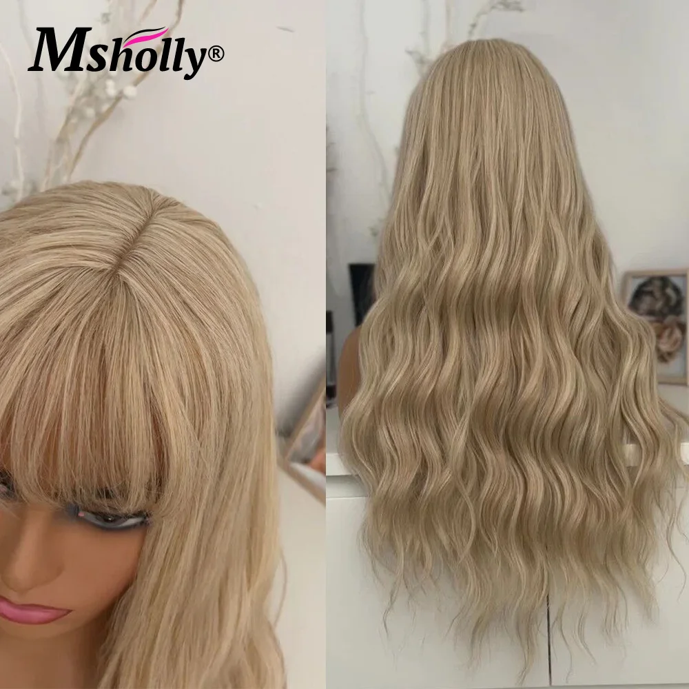 Perruque Lace Front Wig Body Wave Naturelle Remy, Cheveux Humains, Blond Ombré Transparent avec Frange, Densité 180%, pour Femme