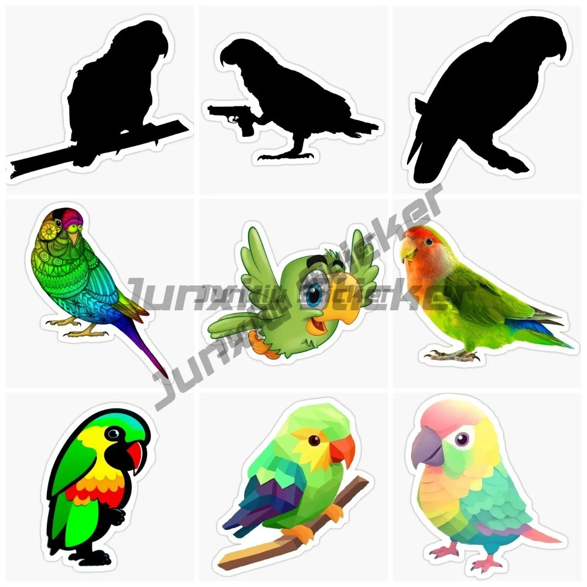 Realistic Cartoon Parrot Vinyl Self-adhesive Car Sticker Suitable for Car Windows, Trucks, Bicycles, Refrigerators, Decals