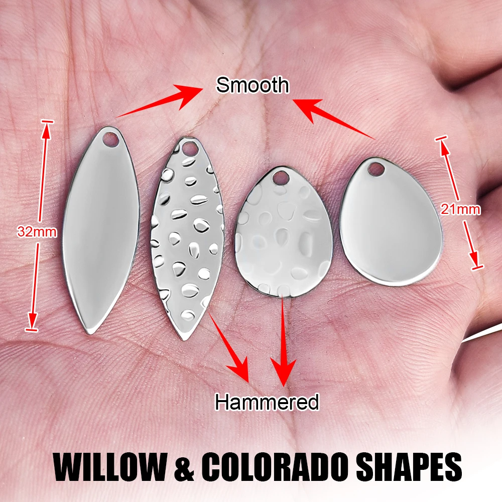 RoseWood Premium Quality Silver Willow/Colorado Brass Blade Fishing Lure Replacement Parts DIY Spinnerbait Spoon Accessories