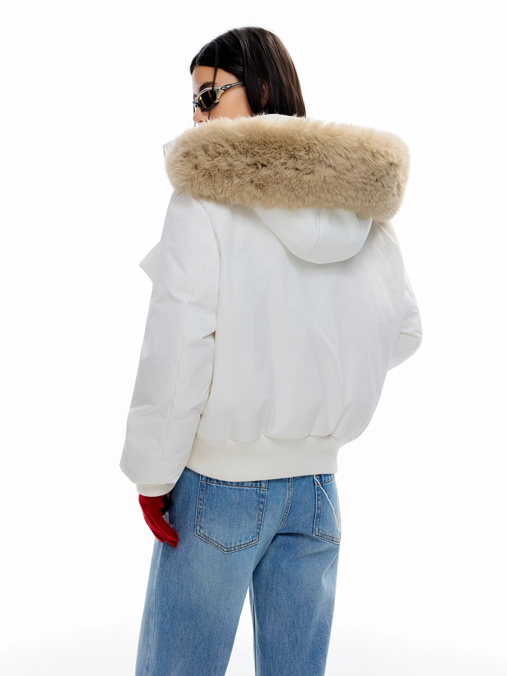 Women 2025 Winter New Sweet Parkas Sexy American Style Retro Cotton Jackets Faux Fur Collar Solid Color Long Sleeve Hooded Coats