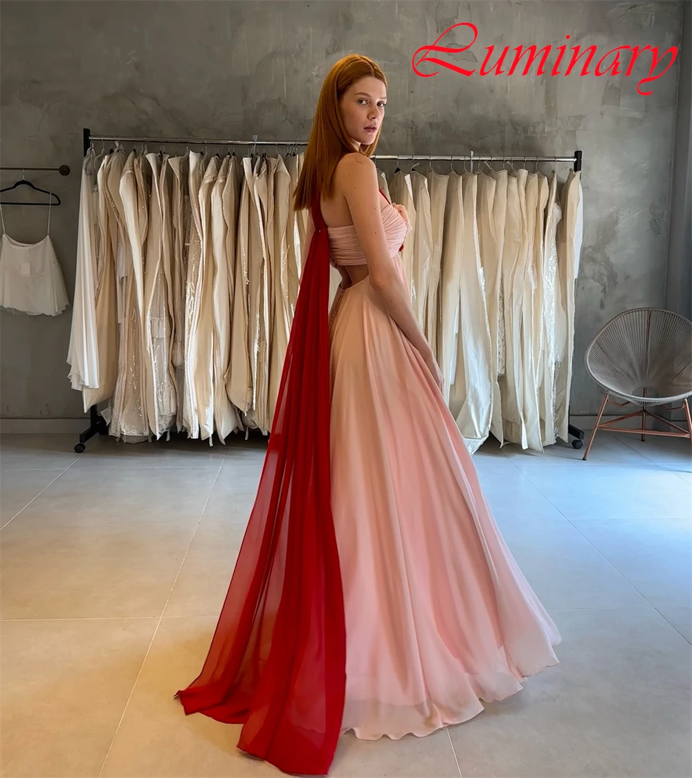 

Customized Luxury Chiffon Evening Dress Exquisite Halter Prom Dresses Modern Sleeveless Sweep Train Special Occasion Gowns