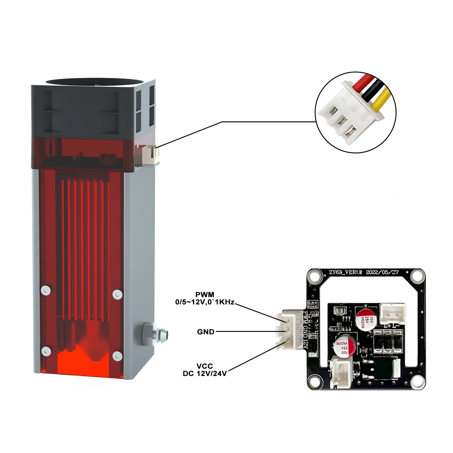 80W Laser Module Built-in Air Assist Head for CNC Engraving Cutting Machine Engraver and Cutter Stainless Steel Wood Metal Tools