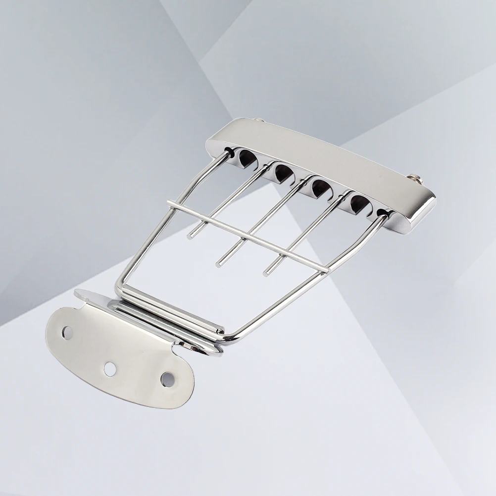 

4 String Tailpiece Plated Steel Zinc Alloy Bridge Replacement Bass 15Mm Spacing Easy Install Tailpiece