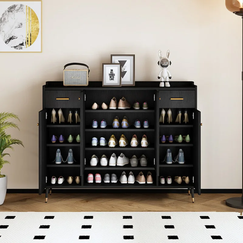 Multi Layer Shoe Rack European Black Drawer Organization Storage Shoe Cabinet Wooden Modern Schuhschrank Home Furniture