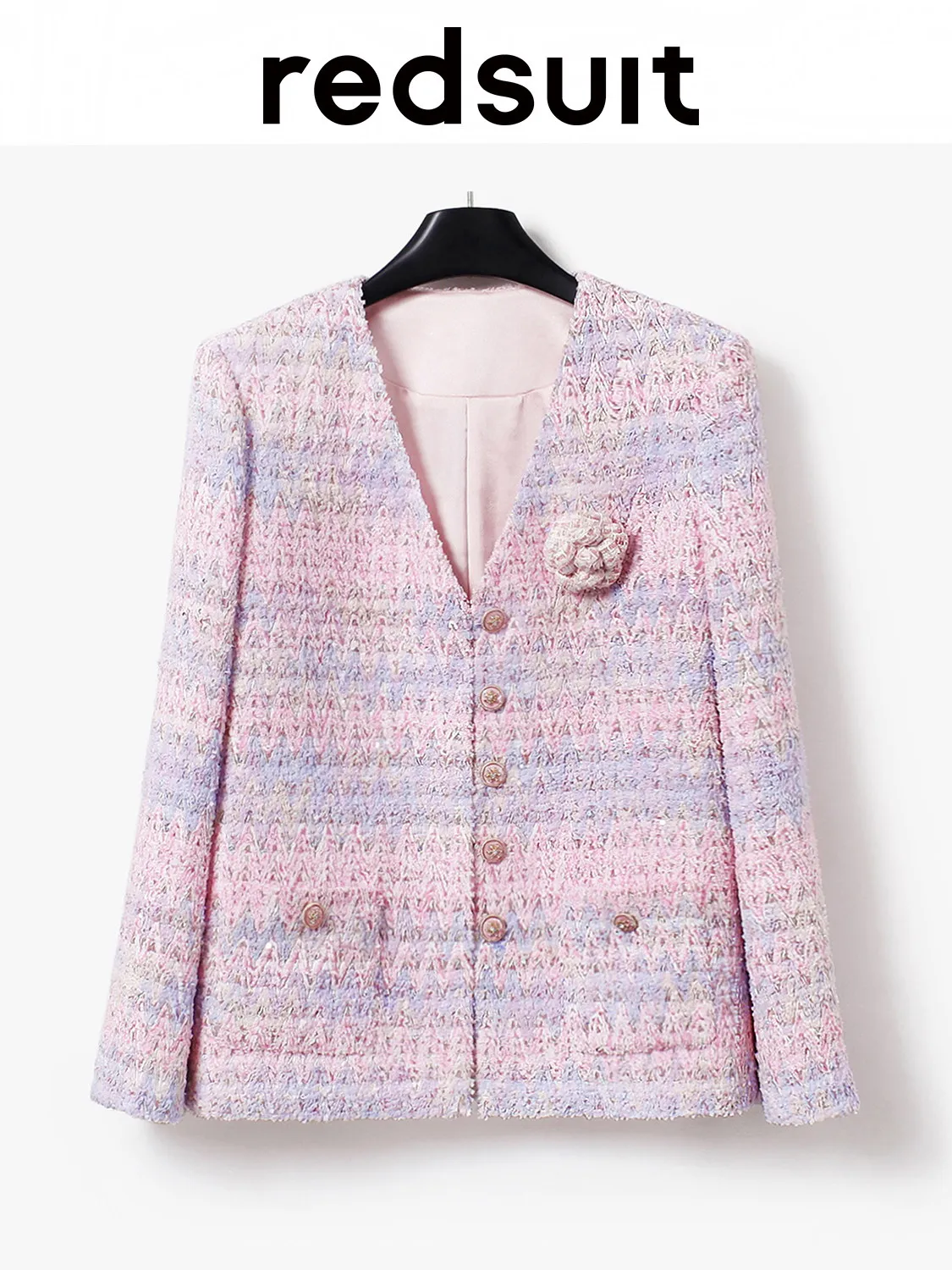 New Exquisite cut V-neck three-dimensional flower jacket, fashionable   Can customize size