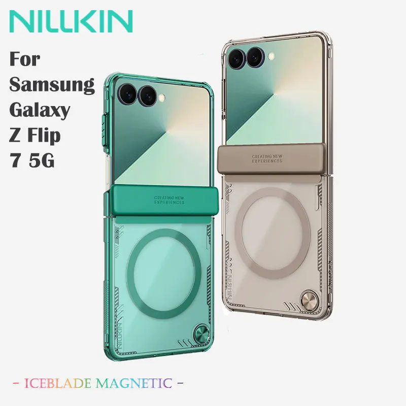 

For Samsung Galaxy Z Flip 7 5G Case, NILLKIN Iceblade, TPU+PC Dual Protection, Innovative Stand Cover, Anti-Yellowing Clear