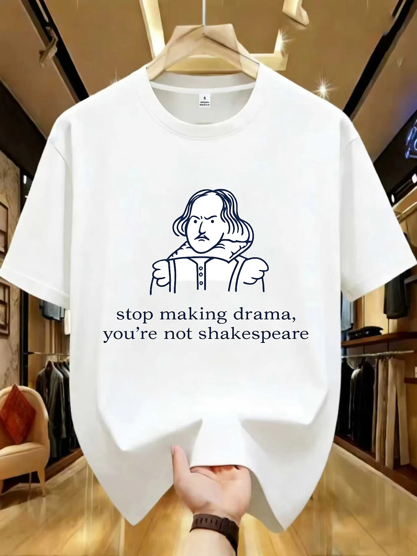 Camiseta informal de manga corta con estampado de letras de verano, estilo Harajuku, para mujer, con la frase: No te preocupes por el drama, no eres Shakespeare.