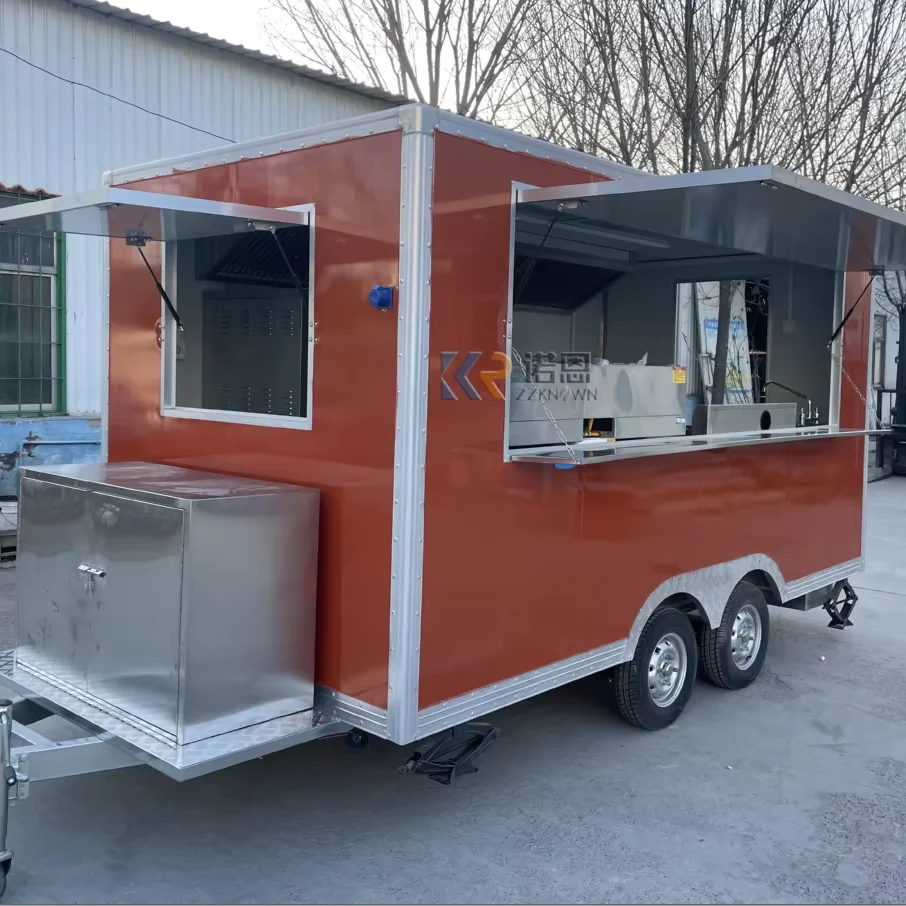 

Mobile Fast Food Trailer Customized Kitchen Equipments Street Snack Pizza Kiosk Concession Fast Food Truck Trailer Coffee Cart