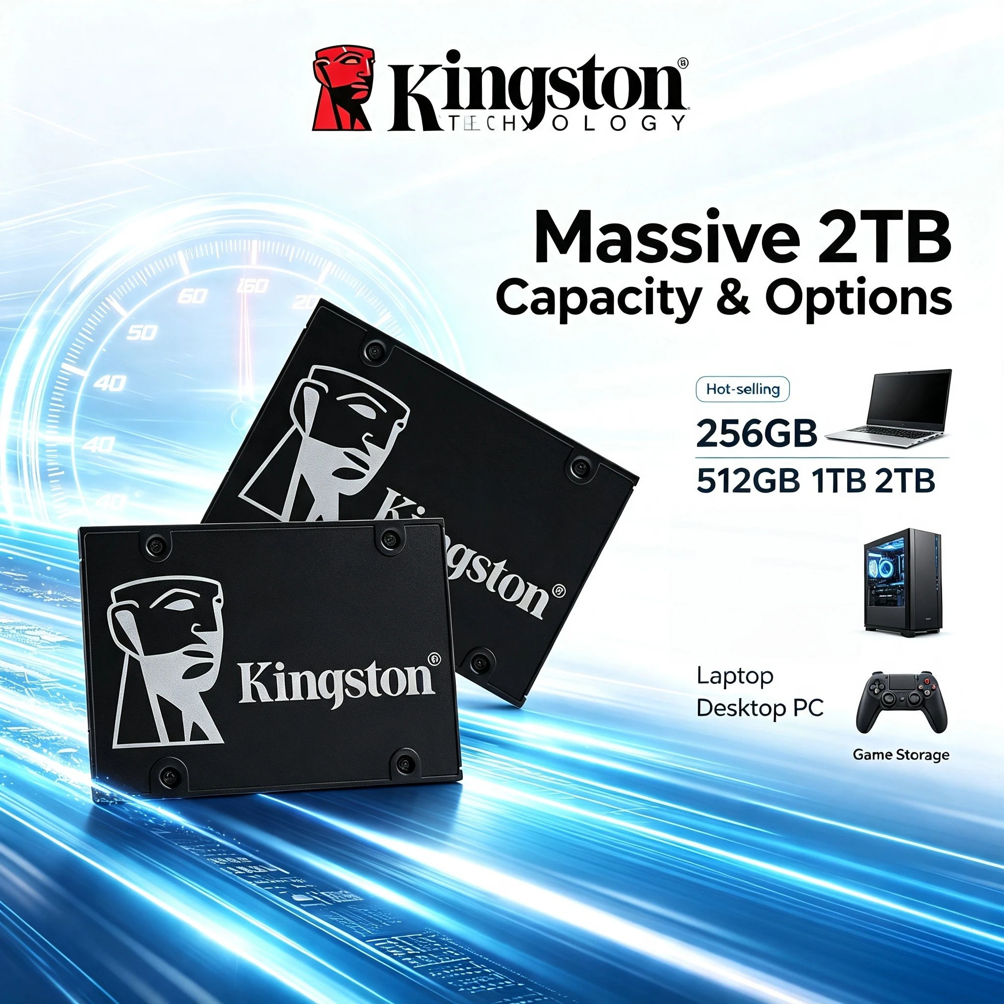 NEW　Kingston KC600 SATA3 25 Inch Internal SSD 256GB 512GB 1TB 2TB Solid State Drive HDD Replacement for Desktop Laptop PC Pro