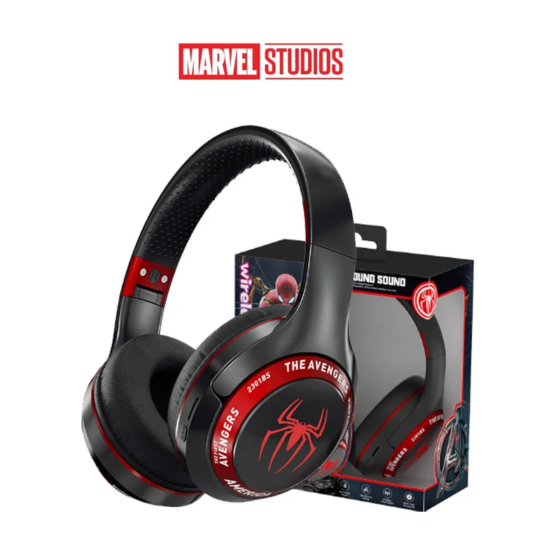 New Marvel Spider Man High Quality Headworn Extra Long standby Bluetooth Headphones Foldable Support FM Children's Headphones