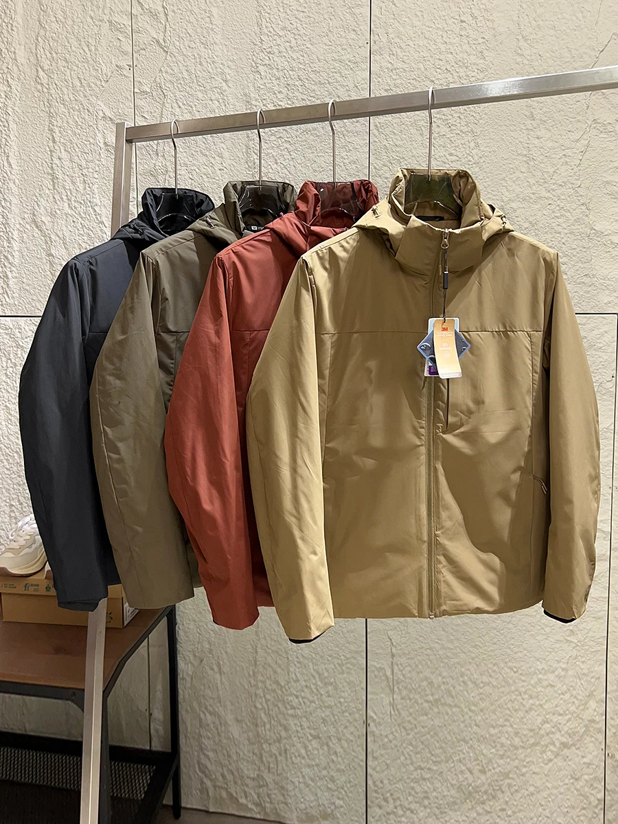 

Outdoor Brick Professional Men's Thickened Warmth Cotton Jacket Windproof Waterproof Stand Collar Hooded Fashion Urban Style